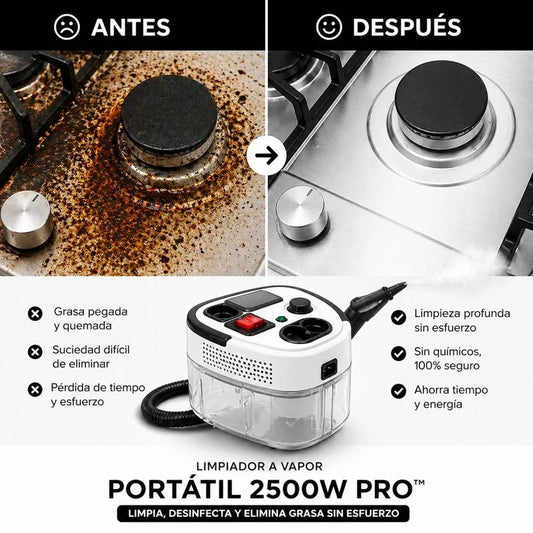 Limpiador a Vapor Multifuncional  Portátil 2500W PRO™- Limpia la Grasa y Suciedad "Imposible" en Segundos