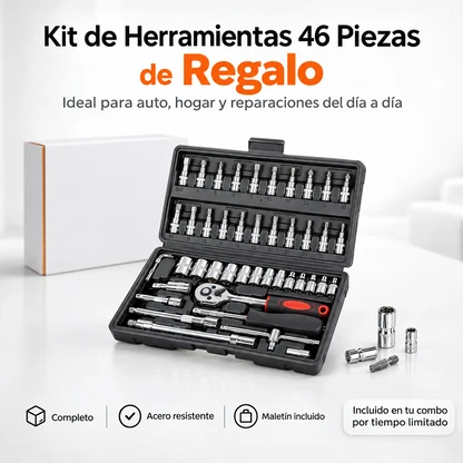 COMBO LIQUIDACIÓN Hidrolavadora +kit de Herraminetas 46 Pzs + Doble Batería + Maletin